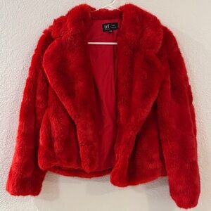 Women's Red Faux Fur Jacket